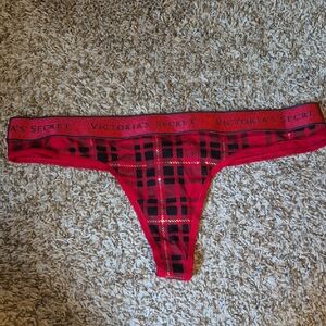 Victoria's Secret Red and Black Plaid Thong